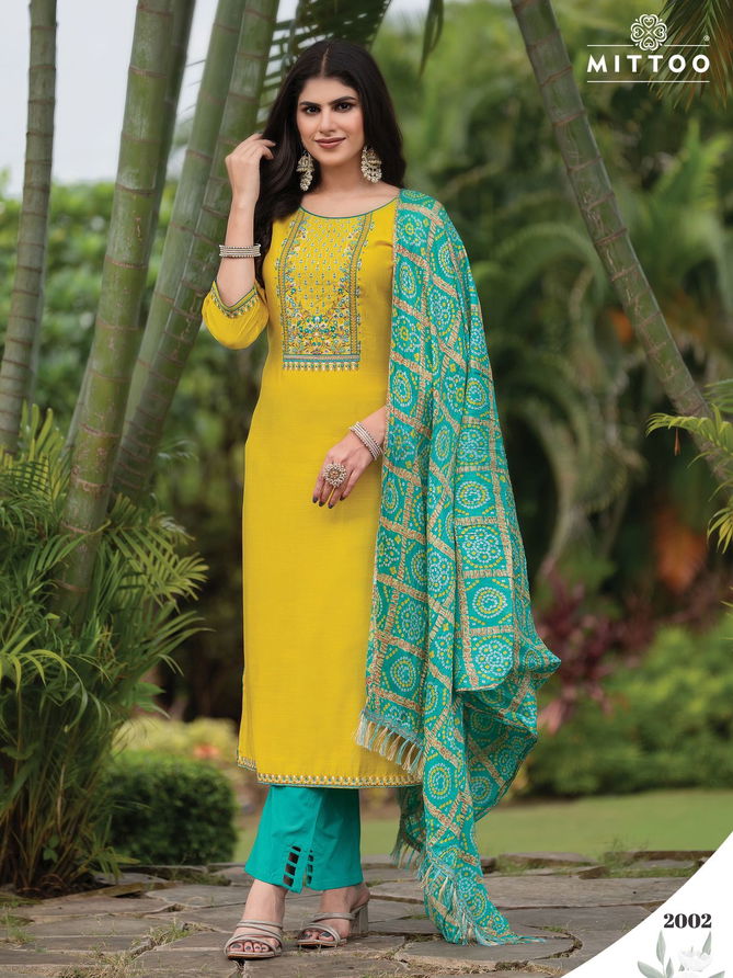 Aaradhna By Mittoo Viscose Kurti With Bottom Dupatta Wholesale Shop In Surat
